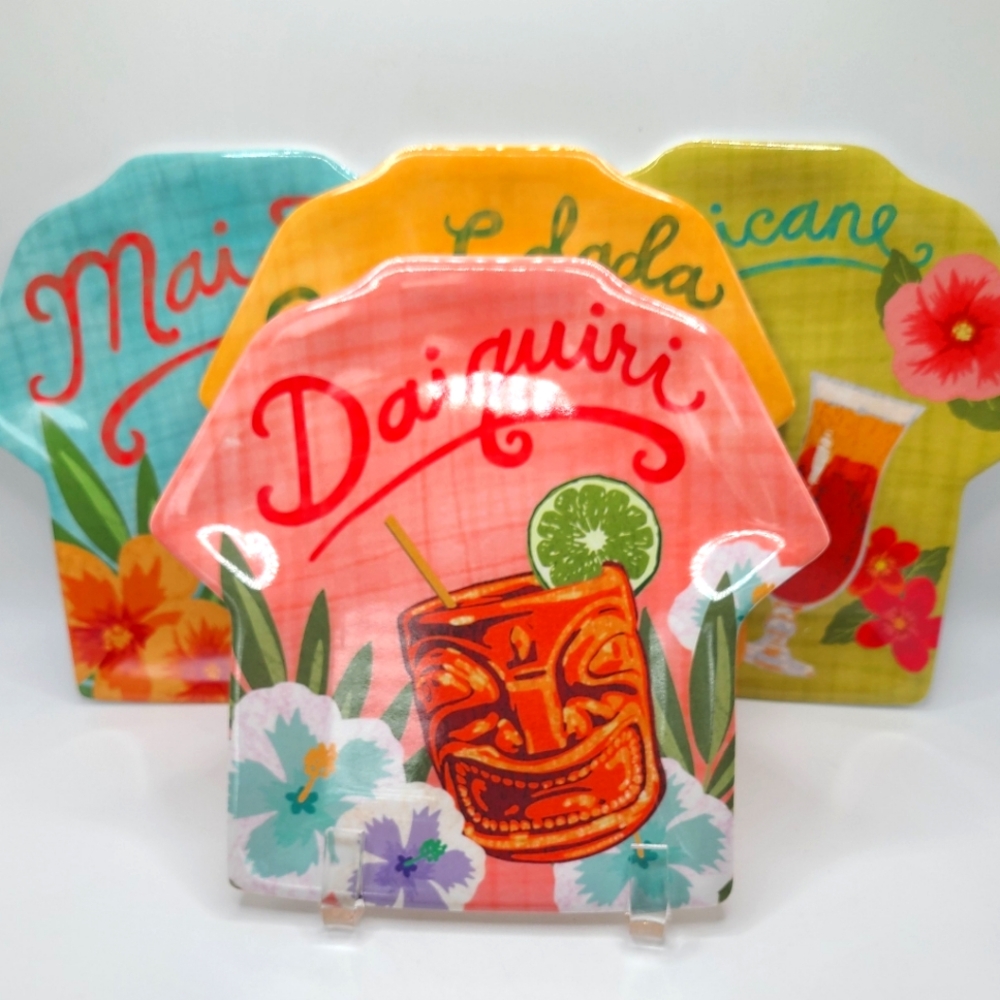 Tommy Bahama Hawaiian Shirt Plates Appetizer Party Summer Serving 2006
